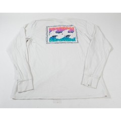Billabong Shirt Mens Medium White Wave Washed Long Sleeve Graphic Surf Tee