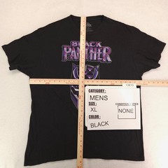 Marvel Black Panther Graphic Short Sleeve Casual Shirt Mens Size XL Black