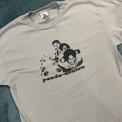 Y2K Panda-Monium Graphic T-Shirt Beige Funny Panda Tee Size Medium