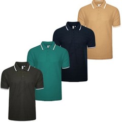 4 & 6 Pack Mens Polo Shirt Short Sleeve Tipping Plain Pique Top TShirt Tee