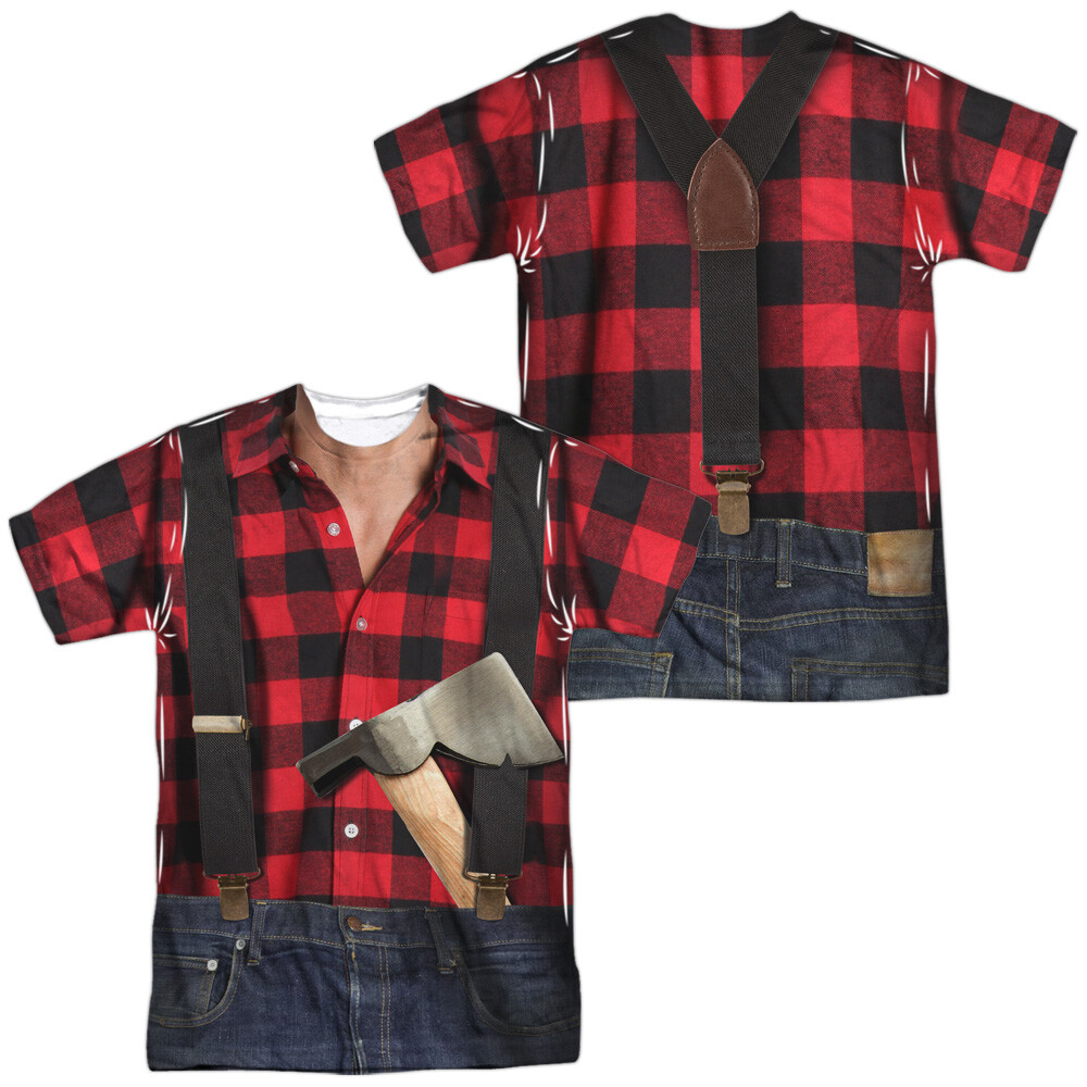 Lumberjack Costume Unisex Adult Halloween Costume T Shirt (Front/Back), S-3XL