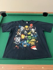 VTG Marvel Superheroes Shirt Men XL Black Mad Engine Y2K Graphic Print Flaw