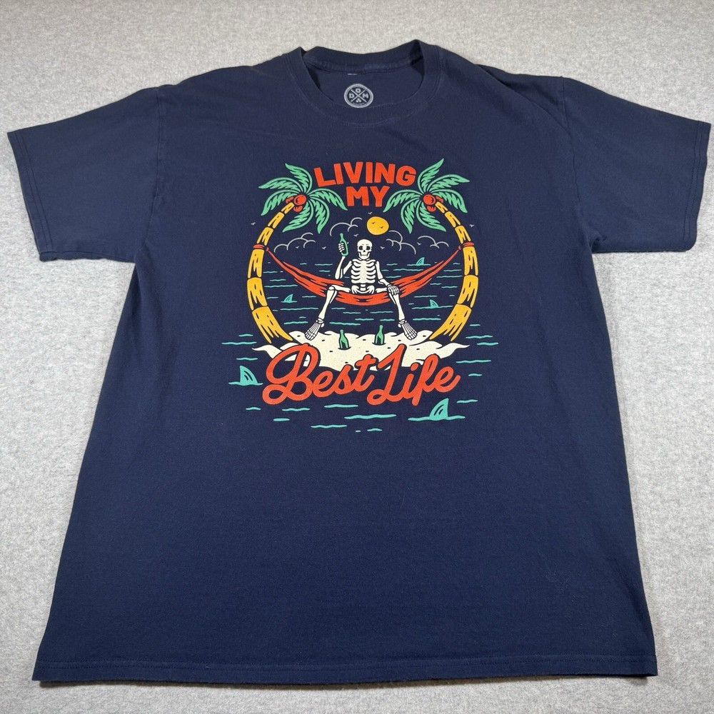 DOM Shirt Adult Large Black Streetware Artist Skeleton Casual Island Mens