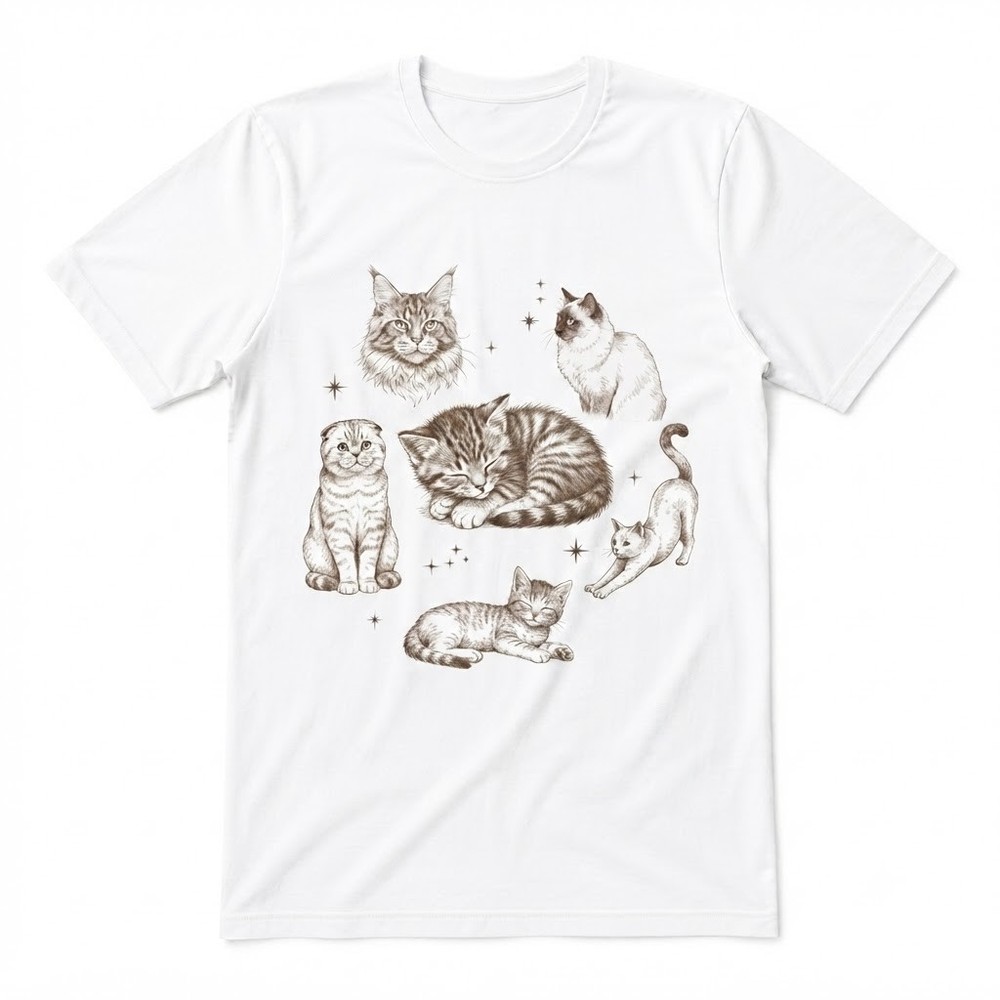 Cats 90s Vintage, Cat Lovers Gift White T-shirt