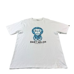 A Bathing Ape White Blue Camo Baby Milo Graphic Cotton T Shirt Size XL