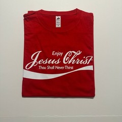 Jesus Christ Enjoy Christian T-Shirt Thou Shall Never Thirst Cola vintage Jesus