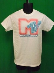 New Classic MTV Colorful Adult Mens Sizes M-L White Retro Look Shirt