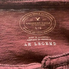 American Eagle Henley Shirt L Mens Purple Maroon Athletic Fit 100% Cotton