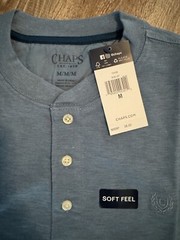 Chaps Henley Shirt Mens Long Sleeve Regular Fit Soft Feel T-Shirt Medium