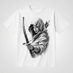 Female Archer Fantasy Graphic T-Shirt – Mystical Huntress Warrior Tee