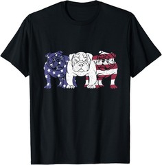 Unique English Bulldog Dog American Flag Retro Puppy Lover Gift T-Shirt