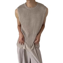 Casual Wear Daily Wear Men’s Tank Top Knitted Vest Knitted Fabric O-neck Collar