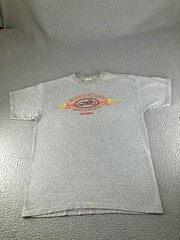 Vintage Motorcycle Shirt Mens Large Gray Y2K Flames Biker Work Sucks Lets Ride