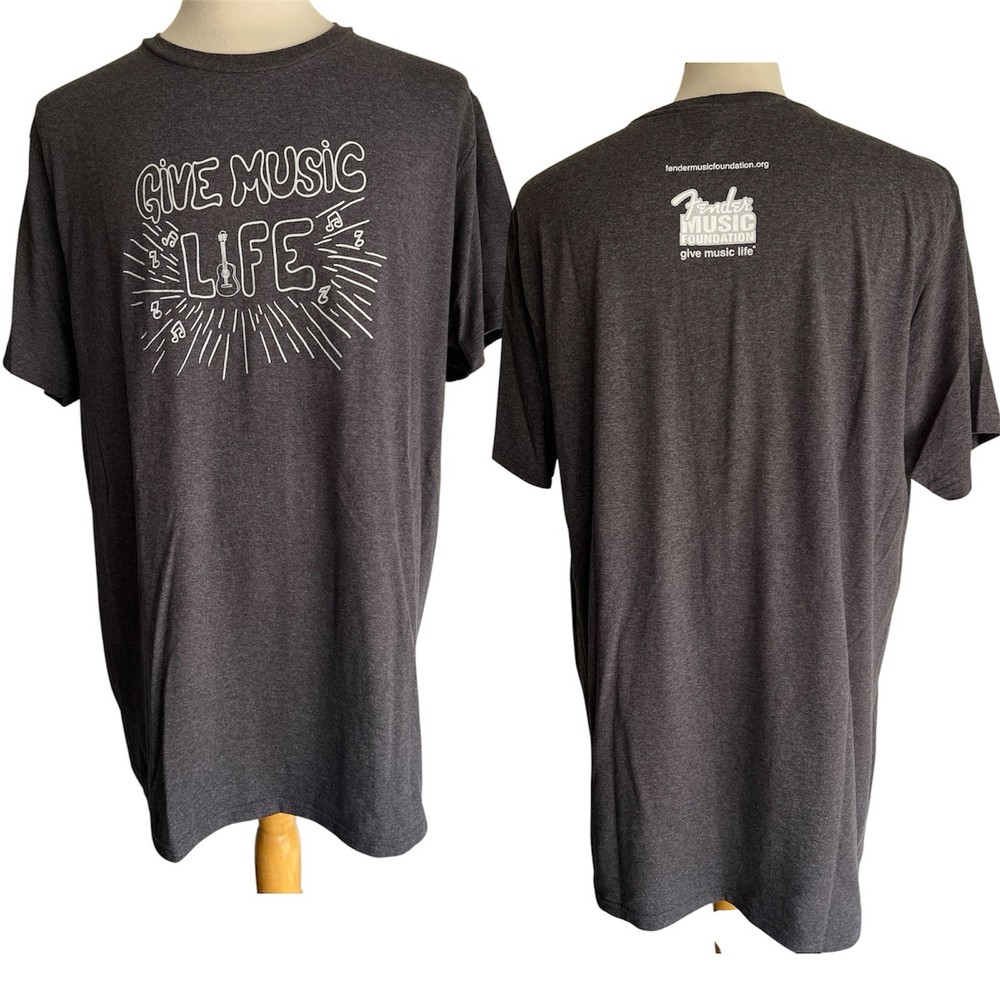 FENDER (2016) Official “Give Music Life” Music Foundation Guitar T-Shirt Sz 2XL