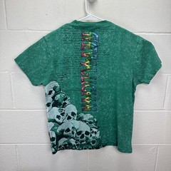 Vintage Revolution T Shirt Mens Skull Pile Punk AOP Y2K Large Green Foil