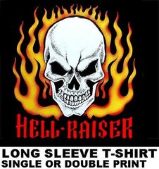 HELL RAISER OLD SCHOOL HOT RAT ROD OUTLAW CAR CLUB BIKER SKULL FLAMES T-SHIRT 48