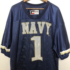 Vintage 90s US Navy Football Jersey Mens 2XL Blue Mesh Satin Cisco Inc 26×30