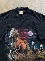 Vintage 90s Hazelwood Horse Wraparound Nature T Shirt X Adult XL Colorful Art