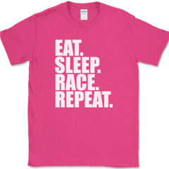 Eat Sleep Race Repeat T-Shirt Funny Racing Cars Trucks Bikes Gift Tee