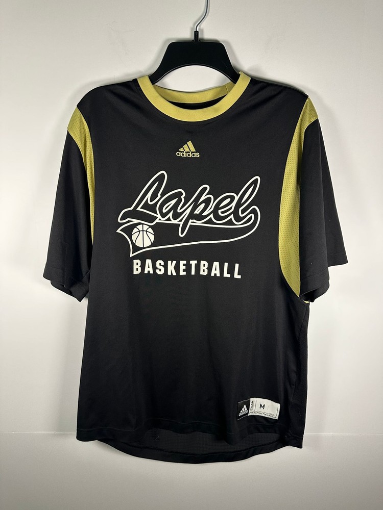 Adidas Basketball Shirt Mens M ClimaCool Lapel Bulldog Logo Black Yellow Team