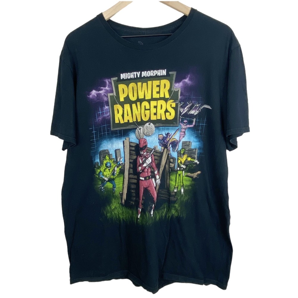 Power Rangers Shirt Womens XL Black Saban’s Mighty Morphin Retro Crewneck Tee