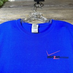 Verizon Wireless T Shirt Size Large Blue Double Sided Graphic Work