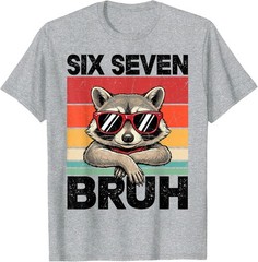 Funny 67 Meme 6 7 Six Seven Bruh Raccoon T-Shirt