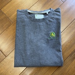 John Deere Embroidered Logo Men’s Long Sleeve T-Shirt Gray Size M