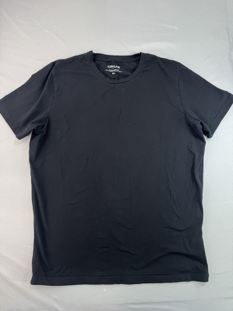 City Lab Black Crew Neck T-Shirt Size 2XL Stretch Slim Fit Short Sleeve