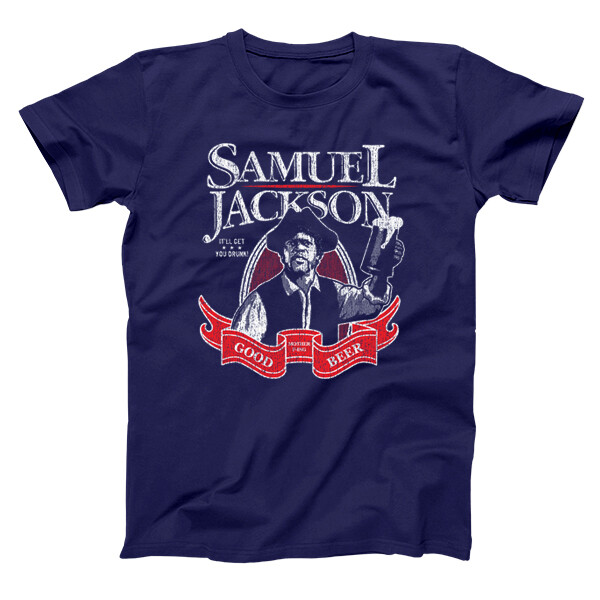 Samuel Jackson Beer Funny Humor Chappelle Reto Navy Basic Men’s T-Shirt