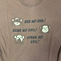 Gildan Ultra Cotton Mens XL Brown Three Wise Monkeys Graphic T-Shirt Tee