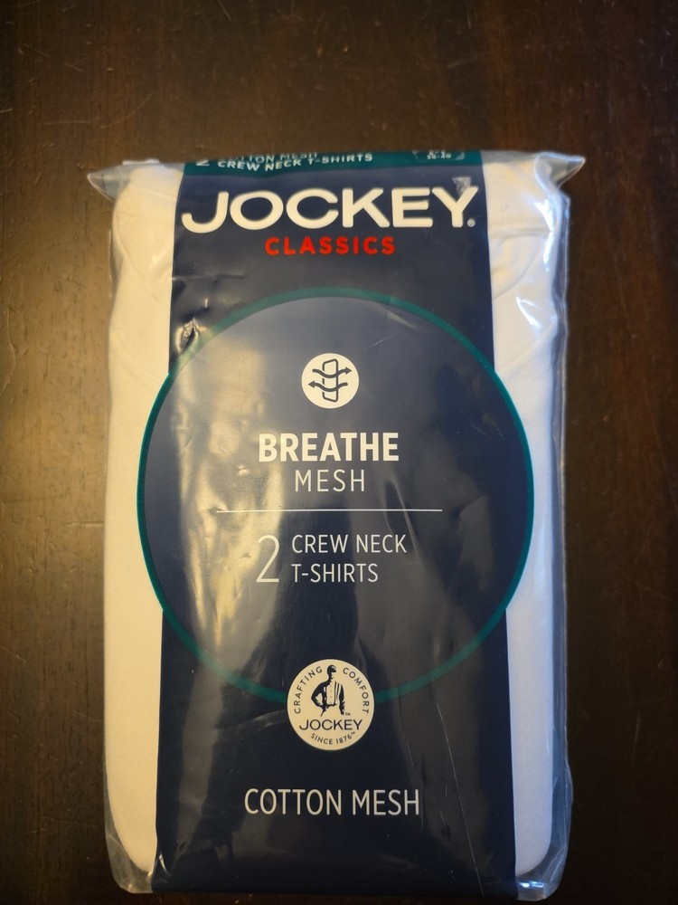 Men’s 2-Pack Jockey Classic Breathe Mesh Crew Neck T-Shirts White Size M (38-40)