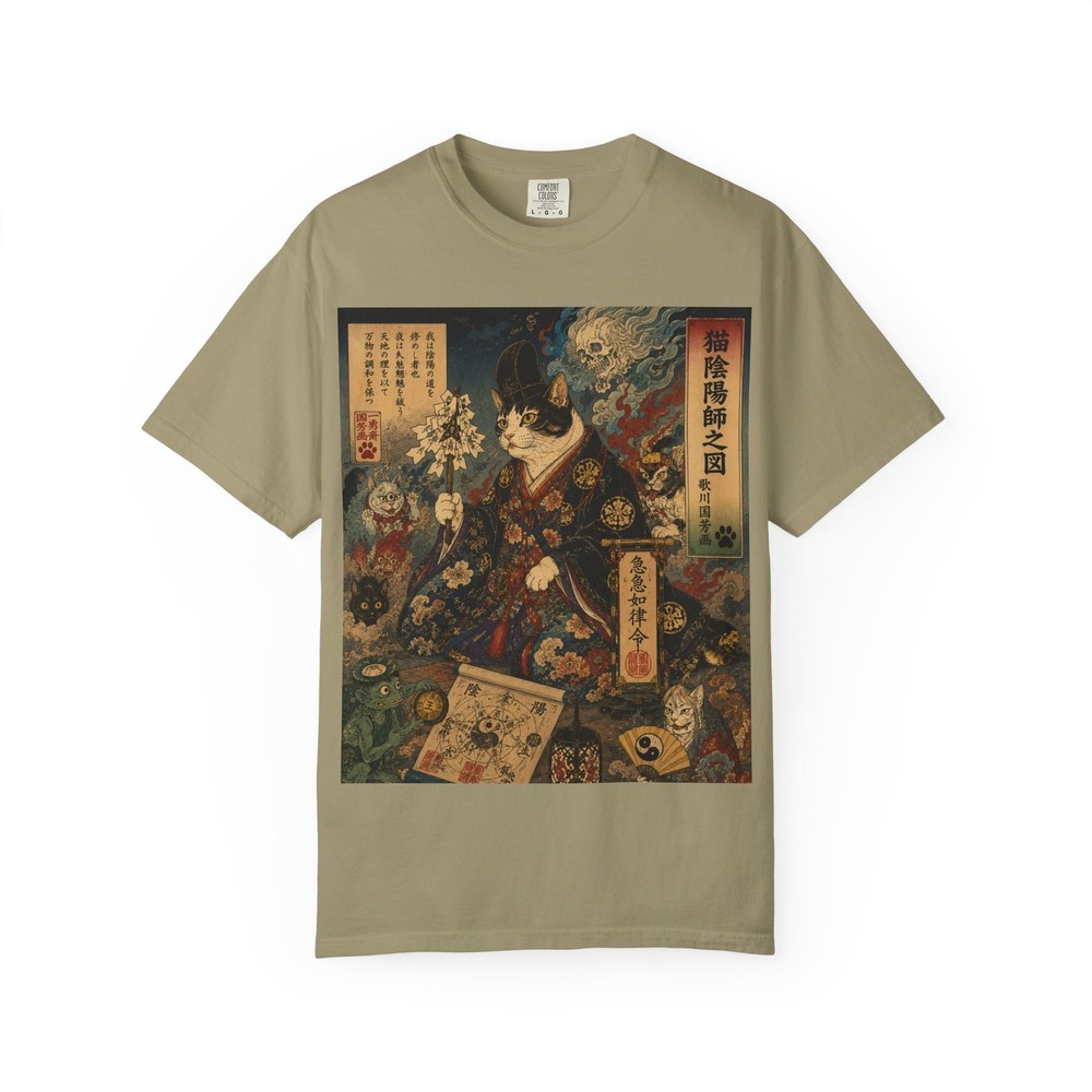 Onmyoji Samurai Cat T-Shirt Utagawa Kuniyoshi Yokai Skull Japanese Art Tee