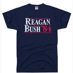 REAGAN BUSH 84 Retro Tee Shirt Ronald George HW vintage Republican Election 1984