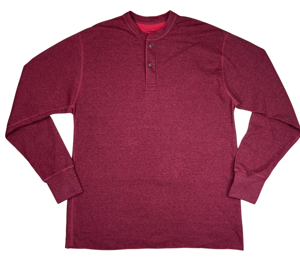 L.L.Bean Mens Two-Layer River Driver’s Henley Shirt L Wool Blend Base Layer Hike