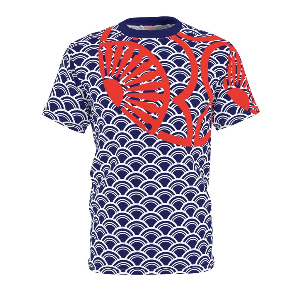 Japanese Pattern with Crane Unisex Cut & Sew Tee Shirt