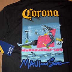 Corona x Maui & Sons Rare Size Large Shirt Men’s Shark Chillin w Bucket Beer Fan