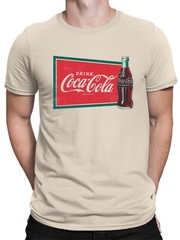Coca-Cola Official Licensed Vintage Bottle & Sign Retro Men’s T-shirt
