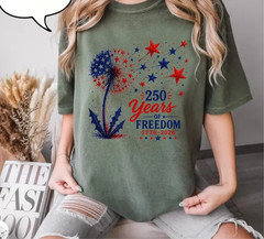 Star Dandelion T-Shirt, 250 Years Of Freedom Shirt, Red White Blue Shirt