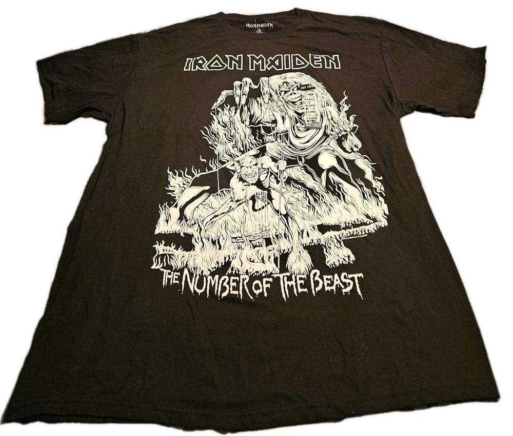 Iron Maiden The Number Of The Beast Black Graphic Print T-Shirt Size XL NWT