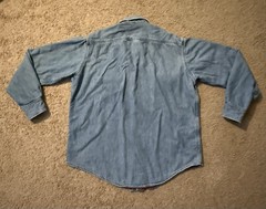 VTG L L Bean Lined Denim Shirt Blue Red Check Interior Large Made In USA
