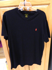 Polo Ralph Lauren Mens V neck T-Shirt Jet Black Classic Large New NWOT Cotton