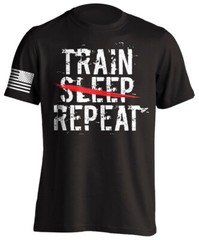 Bodybuilding Training Fitness Gym T-Shirt with US Flag MMA Train Repeat