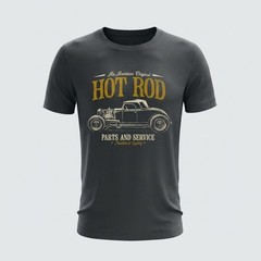 Vintage Hot Rod T Shirt Men Black Graphic Tee Retro American Classic Car Top Sz