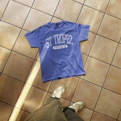 St Tropez France Vintage University Font Summer Travel Blue Tee, T-Shirt