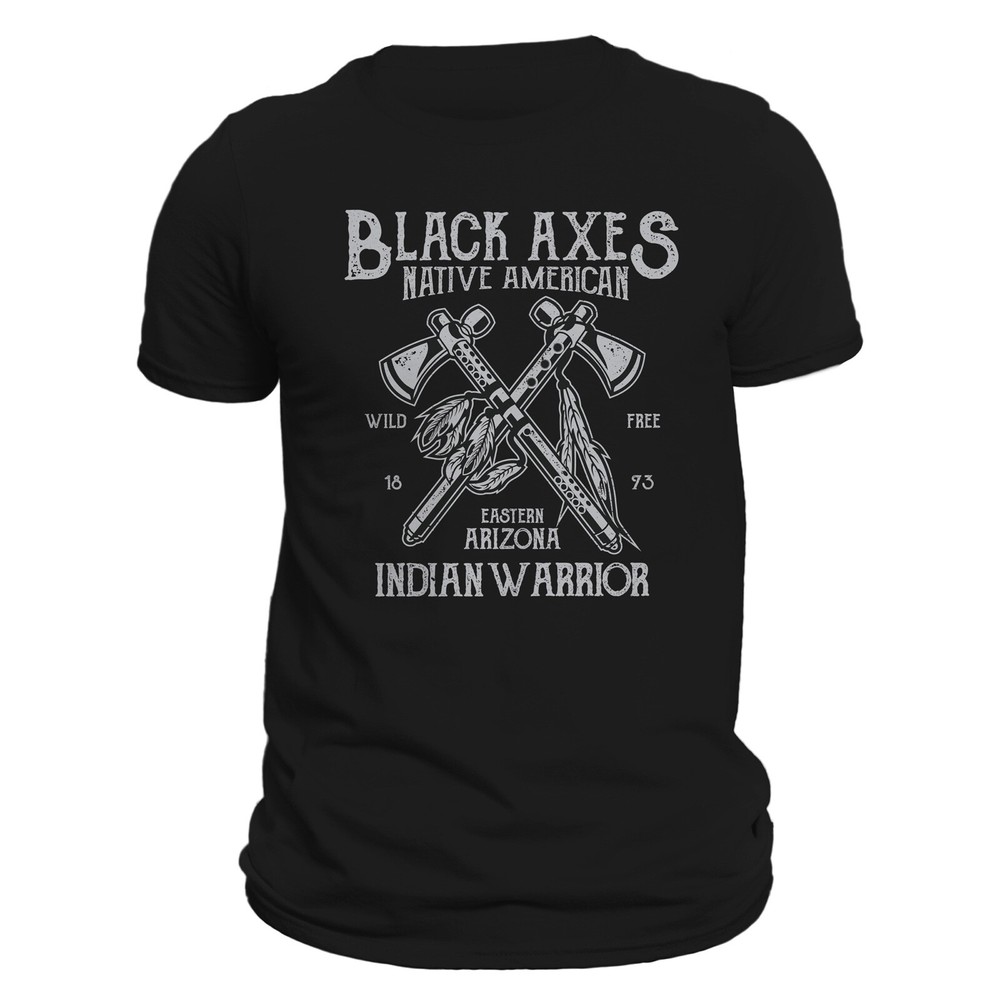 Black Axes Native American Indian Warrior Men’s T-Shirt