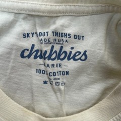 Chubbies Shirt Mens Large Beige The Relaxer Weekend Has Arrived Graphic Beach