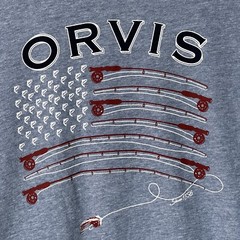 Orvis Classic Graphic T-Shirt Fishing Flag Blue Mens Medium M