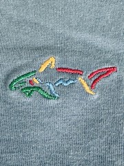 Greg Norman Men XL T-Shirt Blue Gray Cotton Short Sleeve Embroidered Shark Logo