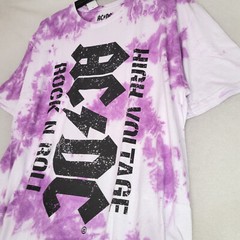 ACDC HIGH VOLTAGE Shirt Mens 2XL XXL Purple TIE DYE Casual ROCK NWT